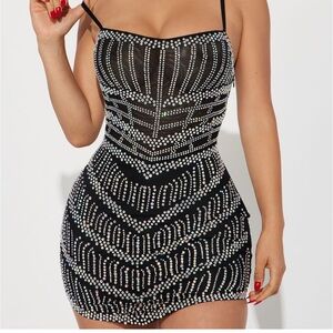 Embellished Mini Black Dress